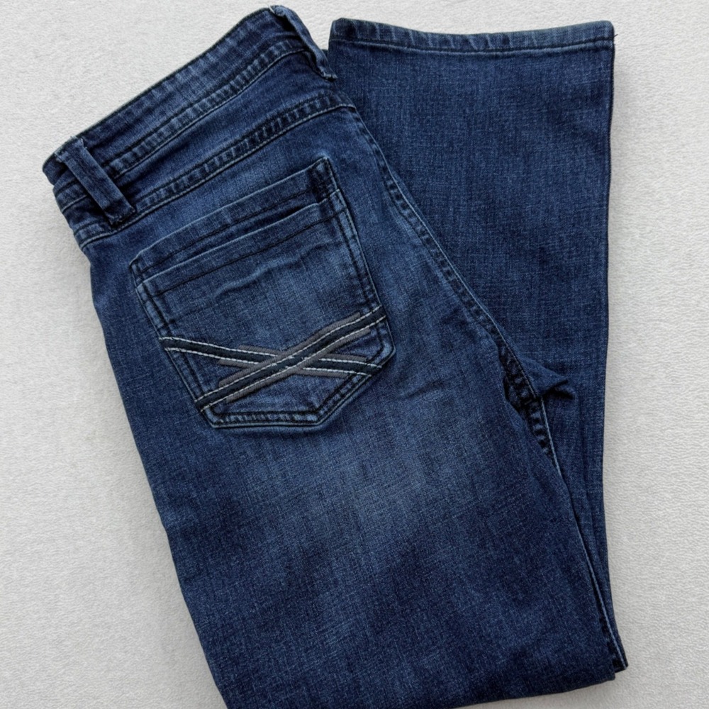TK Axel Slim Bootcut Jeans Mens 34x30 Dark Wash Blue Stretch Denim Pants